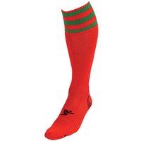 Precision 3 Stripe Pro Football Socks Junior (3-6, Red/Green)