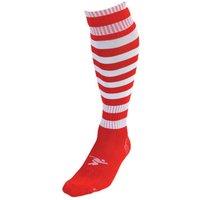Precision Hooped Pro Football Socks Junior (3-6, Red/White)