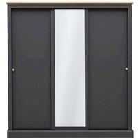 LPD Furniture Devon 3 Door Sliding Wardrobe Charcoal, Grey