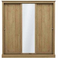 LPD Furniture Devon 3 Door Sliding Wardrobe Oak, Brown
