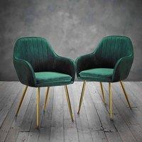 LPD Furniture Lara Dining Chair Green w/Gold Legs (2pk), Green