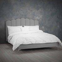LPD Furniture Willow King Bed Silver Velvet, Silver