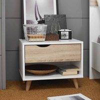 LPD Furniture Stockholm 1 Drawer Bedside White-oak, White