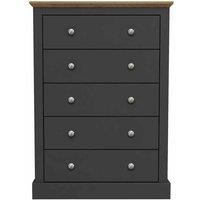 LPD Furniture Devon 5 Drawer Chest Charcoal, Black