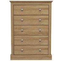 LPD Furniture Devon 5 Drawer Chest Oak, Brown