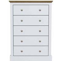 LPD Furniture Devon 5 Drawer Chest White, White