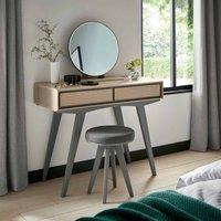 Brune Scandi Oak & Dark Grey Dressing Table, Grey