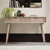 Tuska Scandi Oak Console Table With Drawers, Brown