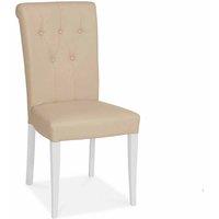 Bentley Designs Norfolk Pair Of Two Tone Upholstered Chairs - Ivory Bonded Leather, Cream