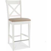 Bentley Designs Norfolk Pair Of Two Tone X Back Bar Stools - Ivory Bonded Leather, Cream
