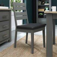Bentley Designs Cookham Pair Of Dark Grey Chairs - Dark Grey Faux Leather, Grey