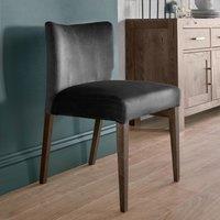Bentley Designs Cannes Pair Of Dark Oak Upholstered Dining Chairs - Grey, Grey