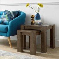 Cannes Dark Oak Nest Of Lamp Tables, Brown