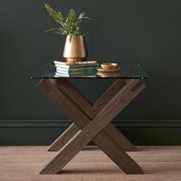 Cannes Dark Oak Glass Lamp Table, Brown