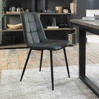 Bentley Designs Libra Pair Of Dark Grey Faux Leather Chairs With Black Legs, Grey