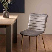 Bentley Designs Erik Pair Of Grey Velvet Fabric Chairs With Grey Rustic Oak Effect Legs, Grey