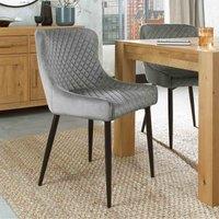 Bentley Designs Rize Pair Of Grey Velvet Fabric Chairs With Black Legs, Grey