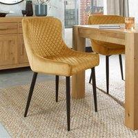 Bentley Designs Rize 2pk Mustard Velvet Fabric Chairs w/ Black Legs, Yellow
