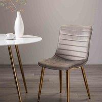 Bentley Designs Lavine Pair Of Grey Velvet Fabric Chairs With Matt Gold Plated Legs, Grey
