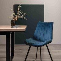 Bentley Designs Tanna Pair Of Blue Velvet Fabric Chairs On Black Legs, Blue