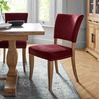 Bentley Designs Dusk Rustic Oak Upholstered Chair - Crimson Velvet Fabric, Red