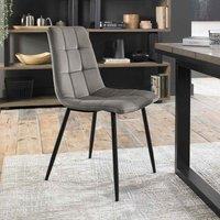 Bentley Designs Libra Pair Of Grey Velvet Fabric Chairs With Black Legs, Grey