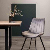 Bentley Designs Tanna Pair Of Grey Velvet Fabric Chairs On Black Legs, Grey