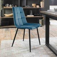 Bentley Designs Libra Pair Of Petrol Blue Velvet Fabric Chairs With Black Legs, Blue