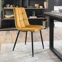 Bentley Designs Libra Pair Of Mustard Velvet Fabric Chairs w/ Black Legs, Yellow