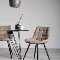 Bentley Designs Surat Pair Of Tan Faux Suede Fabric Chairs With Black Legs, Brown