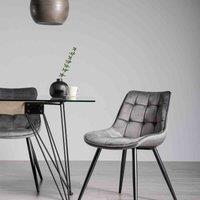 Bentley Designs Surat Pair Of Grey Velvet Fabric Chairs With Black Legs, Grey