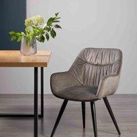 Bentley Designs Dalick Pair Of Grey Velvet Fabric Chairs With Black Legs, Grey