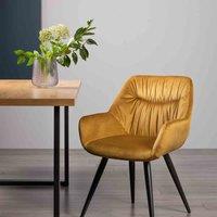 Bentley Designs Dalick Pair Of Mustard Velvet Fabric Chairs w/ Black Legs, Yellow