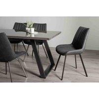 Bentley Designs Trent Grey Painted Tempered Glass 6 Seater Dining Table On Black Base, Grey