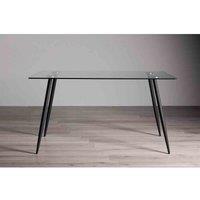 Bentley Designs Cosmo Clear Tempered Glass 6 Seater Dining Table With Black Legs, Clear