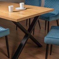 Bentley Designs Rimi Rustic Oak Effect Melamine 6 Seater Dining Table With X Shape Black Legs, Brown