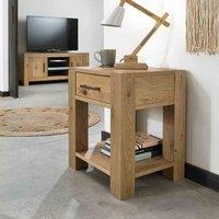 Cannes Light Oak Lamp Table With Drawer, Brown