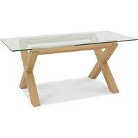 Bentley Designs Cannes Light Oak Glass Top Dining Table, Clear