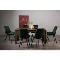 Bentley Designs Cannes Dark Oak 6-8 Seater Dining Table & 6 Green Chairs, Brown