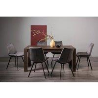 Bentley Designs Cannes Dark Oak 6-8 Seater Dining Table & 6 Fontana Grey Velvet Fabric Chairs Black Legs, Brown