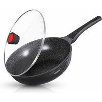 Intignis Wok With Lid - Non-stick Stainless Steel Base - Black, Black