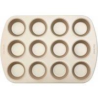 Interiors by PH Maison 12 Compartment Muffin Tray - Satin Champagne Carbon Steel, Gold