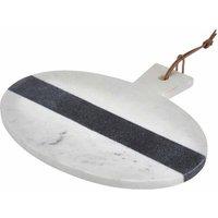 Interiors by PH Maison White Grey Marble Round Paddle Board, Grey