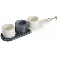 Interiors by PH Maison 3 Piece Condiment Paddle Board - White & Grey Marble, Grey