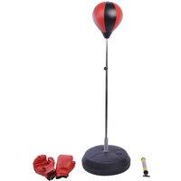 HOMCOM Adjust Kids Training Boxing Punching Ball Bag Boxing Punching With Gloves, Red