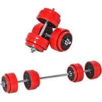 HOMCOM 30Kgs Dumbbell & Barbell Adjustable Ergonomic Set Exercise In Home Gym