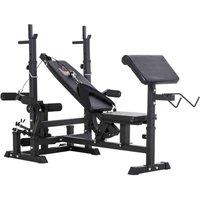 HOMCOM Multi-exercise Full-body Weight Bench With Bench Press & Leg Extension, Black
