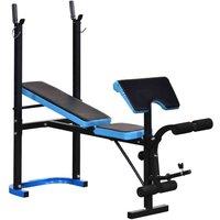 HOMCOM Adjustable Weight Bench With Leg Developer Barbell Rack For Home Gym, Black