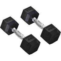 HOMCOM 2X4Kg Rubber Dumbbell Sports Hex Weights Sets Home Gym Fitness, Black
