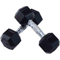 HOMCOM 2X6Kg Hexagonal Rubber Dumbbell Sets Ergo Weight Fitness Gym Workout Pair, Black